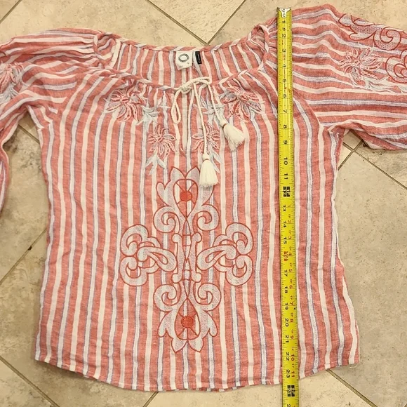 Anthropologie Red and White Embroidered Blouse - Picture 6 of 9